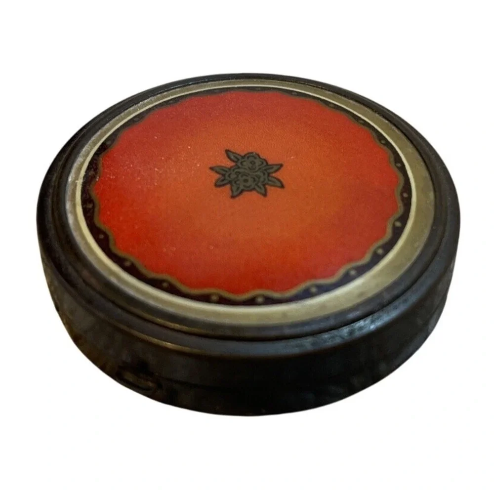 Vintage antique‎ Vivaudou compact good mirror 20's Enamel Floral